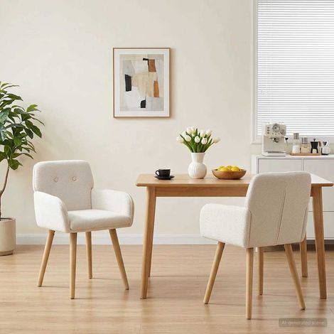 vidaXL Sillas de comedor 2 uds. Bouclé Crema 59 x 56,5 x 85 cm (1/5)