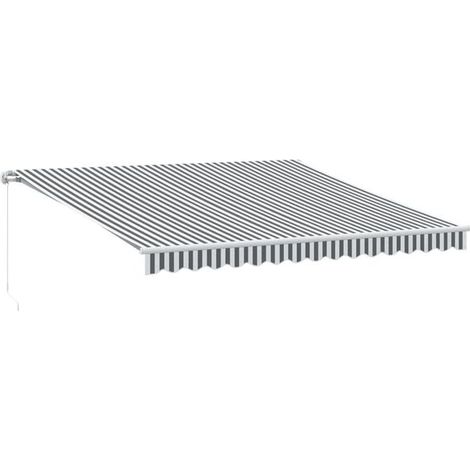 Store banne manuel rétractable, gris anthracite et blanc, 400 x 300 cm (1/5)