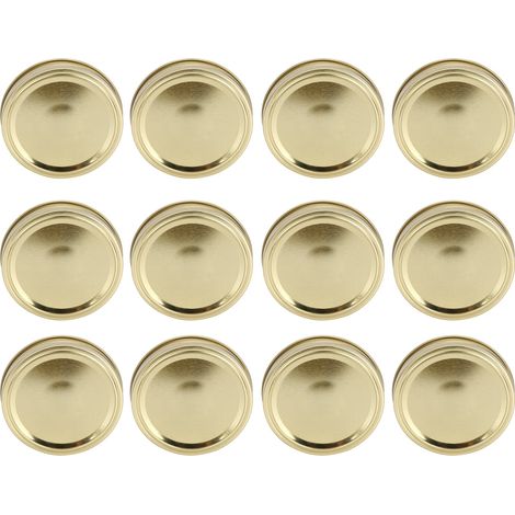 12 Stück Edelstahl-Schlitzdeckel für Glasbehälter, runde, auslaufsichere Verschlusskappen, Küchenbedarf (XH00179 Gold) (1/5)