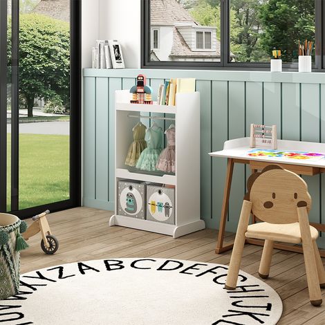 Kinderkleiderschrank Conny, Weiß, 67 x 110 cm mit Kleiderstange, Vicco