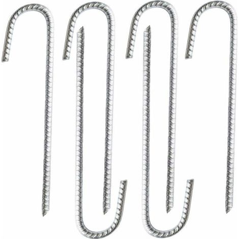 Lot de 6 piquets d’ancrage en acier galvanisé robuste pour barres d’armature en J - Pour chapiteaux, tonnelles, châteaux, tentes, trampolines, rebondissements, camping, filets de football (1/4)