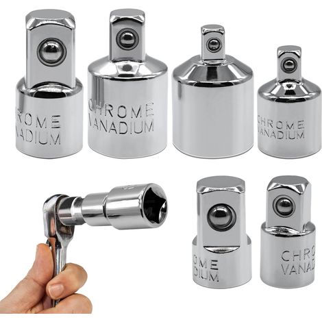 Set de 6 adaptateurs à cliquet Adaptateurs pour douilles (1/4", 3/8", 1/2"), outil indispensable pour votre trousse à outils. (1/5)