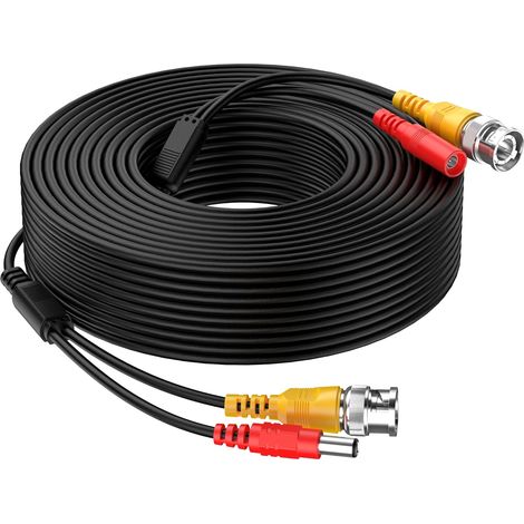 65 Pieds 20M Câble d'extension Vidéo BNC Tout-en-Un avec Connecteur DC Power pour Appareil Photo Sécurité Système de Télévision à Circuit Fermé CCTV de Surveillance à Domicile (1/5)