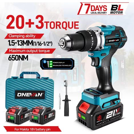 Perceuse Visseuse Sans Fil 18V Compatible Makita, Marteau Perforateur Électrique 1500W, Perceuse à Percussion Multifonction pour Bois, Métal et Maçonnerie (1/5)