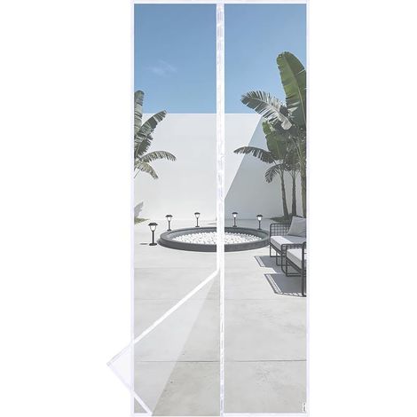 Moustiquaire Magnétique Pour Portes de Balcon et Fenêtres - Rideau Avec Aimants Puissants Pour Fermeture Parfaite - Installation Facile Sans Perçage (90x200CM, Blanc) (1/5)