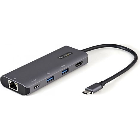 StarTech.com Adattatore multiporta USB C da viaggio - Convertitore video USB type-C HDMI 4K 30Hz - Mini docking station USB tipo C a HDMI Power delivery 100W - USB 3.1 Gen 2 hub 10Gbps - Cavo 25cm (1/5)