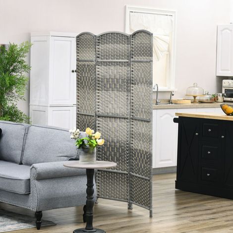 Cloison amovible Paravent intérieur en bois 3 panneaux séparateur de pièce pliable pour salon chambre 135 x 180 cm gris (1/5)