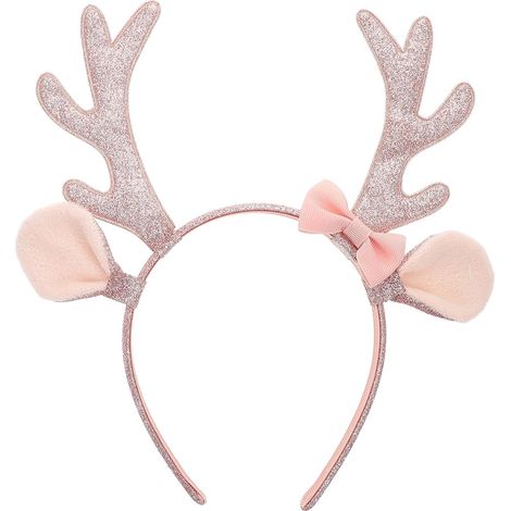 Pink Reindeer Antler Sequin Headband, Lightweight and Comfortable Headwear (1/5)