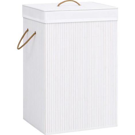 FIMEI Panier à linge Bambou Blanc (1/5)