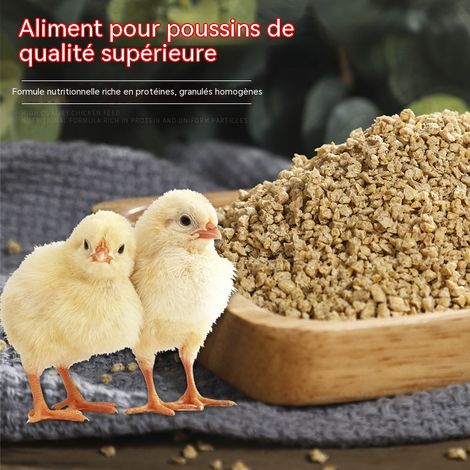 Aliment pour poussins - Alimentation adaptée à chaque étape de leur développement - Convient aux poussins et aux poules pondeuses(Petites particules)