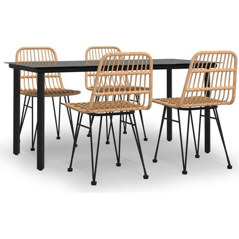 Maison Exclusive - 5-tlg. Garten-Essgruppe Poly Rattan