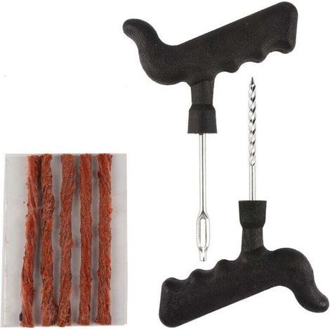 Kit di riparazione pneumatici con tappi per forature di pneumatici di auto/furgoni, ecc. - Kit di riparazione + ricarica per auto (kit con 10 tappi) (1/4)
