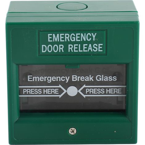 Bouton de sortie d'urgence à bris de glace Alarme incendie Interrupteur de déverrouillage de porte Contact NO/NC Boîtier plastique ignifuge (1/5)