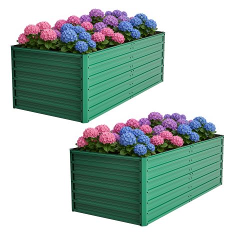 Metall-Gemüsebeet – Hochbeet – Pflanzkübel ohne Boden 190 x 90 x 64 cm – Rostfrei für Gemüse und Blumen – Grün