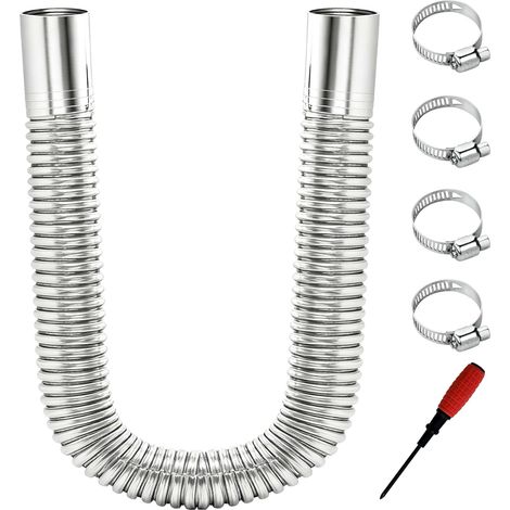 60cm Tuyau d'échappement, 25mm Portable Flexible Tuyau d'échappement en Acier Inoxydable, avec 4 pinces en acier inoxydable et outil de montage pratique, pour Chauffage Diesel Voiture (1/5)