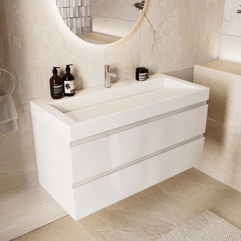 LOMAZOO Ensemble meuble de salle de bain Zarivo 60 cm - Blanc (1/5)