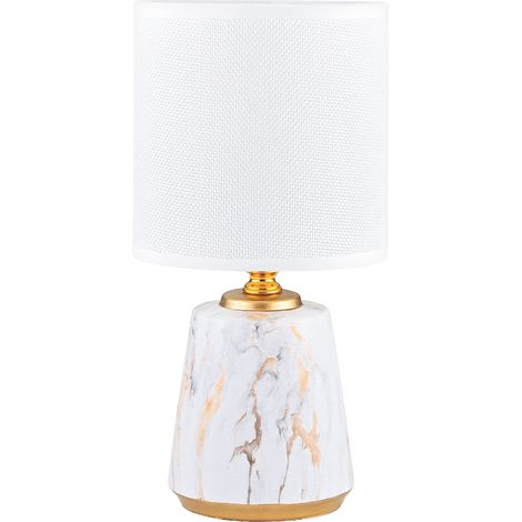 Lampe de table céramique blanc-or, abat-jour ovale, E14 40W Zuma (1/3)