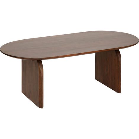 Atmosphera – Table basse ovale en bois d'acacia 120cm – Finitions teintées – Minimaliste et authentique – À monter soi-même