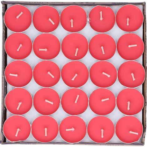 50 Bougies Parfumées Rondes Sans Fumée pour Mariage Anniversaire Fête Rouge (1/5)
