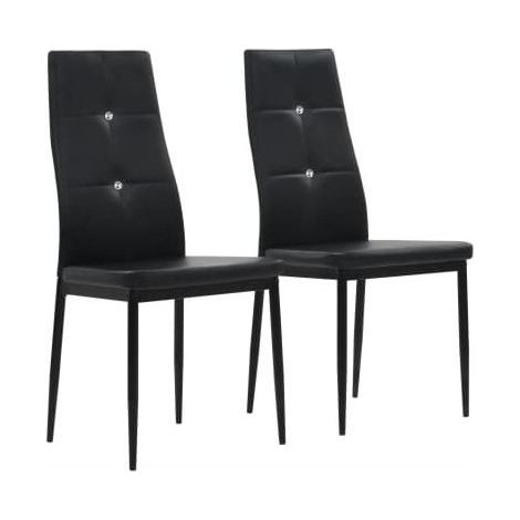Chaise à manger similicuir noir et pieds métal noir Mikarel - Lot de 2 (1/5)