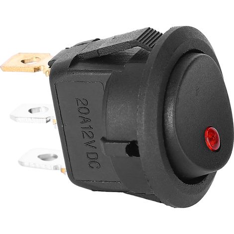 Lot de 10 interrupteurs bascule ronds ON/OFF 12V étanches SPST à LED voyant, bornes argent 3 broches (1/5)