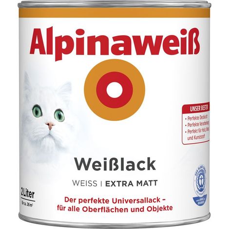 Alpinaweiß Weißlack 2 l alpinaweiß extra matt Lack Universallack Innen Außen (1/3)