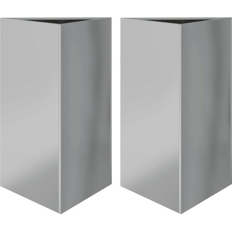 Vaso per fioriera aiuola rialzata piante fiori giardino terrazze set da 2 triangolari 50 x 43 x 75 cm acciaio zincato argento 020039108