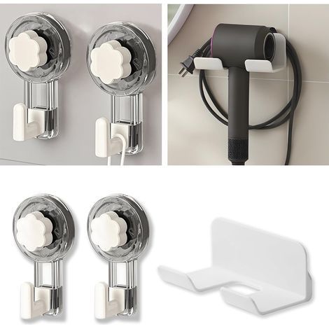 Set: Accroches Serviettes Ventouse + Support Sèche-Cheveux sans Perçage (1/5)