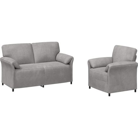 Juego de Sofá 2 uds. Gris Claro Terciopelo vidaXL (1/5)