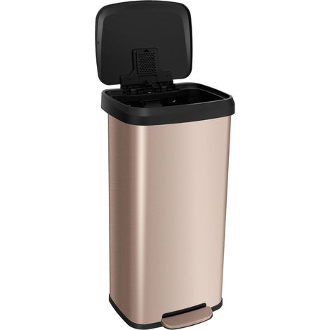 Cubo de basura con pedal de 68 litros 40 x 38 x 78 cm mecanismo de cierre suave diseño moderno en acero inoxidable dorado 200018330