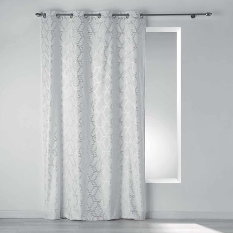 Fenstervorhang BERYL, 140 x 240 cm, weiß mit modernem Muster