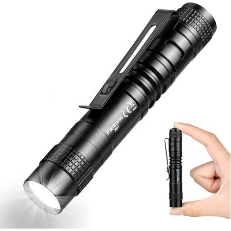 Torcia LED mini flintronic, torcia a LED in alluminio da 9 cm con clip, 200 lumen, torcia a penna portatile impermeabile per fai da te e lavoro, funziona con 1 batteria AAA (non inclusa) (1/5)