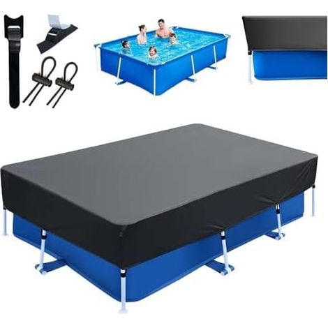 Rechteckige Poolabdeckung, 220 x 150 cm, Abdeckung für rechteckige Pools, Sommer- und Winter-Solarabdeckung mit rechteckigem Rahmen - (1/5)