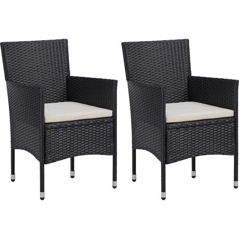 Lot de 2 Chaises de jardin - Chaises d'extérieur pour terrasse/jardin Résine tressée Noir BV783165 - BonneVie (1/5)