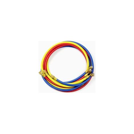 Tuyau de charge de réfrigérant pour climatisation 60 "pour R134a R12 R22 R502,(600-3000) Psi Tube de tuyau de remplissage de fluorure AC 1/4" SAE Flare Thread(Tricolore)