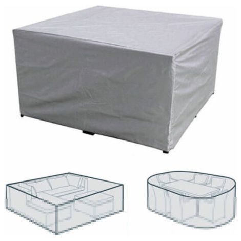 Rechteckige Schutzhülle für Gartenmöbel, aus Polyester, wasserdicht, staubdicht, UV-beständig, für Gartenstühle oder -tische (Abmessungen: 240x240x90cm) (1/4)