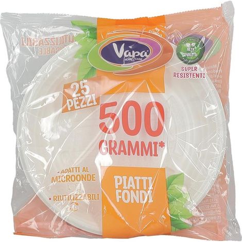 PIATTI VAPA 25PZ FONDI 500 GR RIUTILIZZABILI SUPER RESISTENTI (1/2)