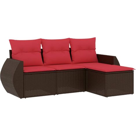 Maison Exclusive - 4-teiliges Gartensofa-Set mit Kissen, braun, P