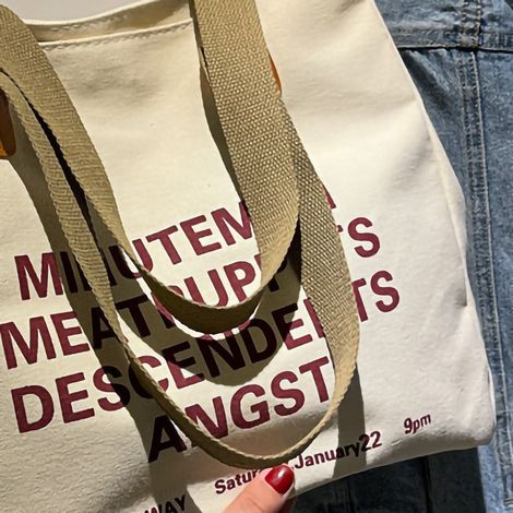 Sac cabas en toile simple, décontracté et élégant, grande capacité, avec poignée, blanc, pour femmes et hommes. (1/5)