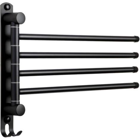 Porte-Serviettes Salle de Bain avec 4 Barres 180°Rotatives Sèche-Serviettes en Acier Inoxydable SUS304 Porte Serviette Murale pour Cuisine Lavabo- Noir (1/5)