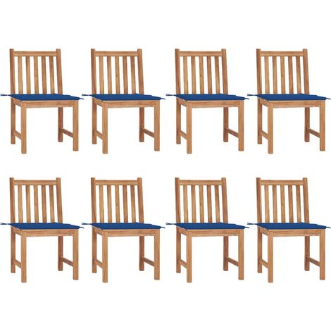 Gartenstühle 8 Stk. mit Kissen Massivholz Teak (1/5)