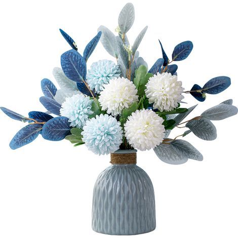 Blue Dream Kunstblumen mit Vase, künstliche Hortensienarrangement (1/5)