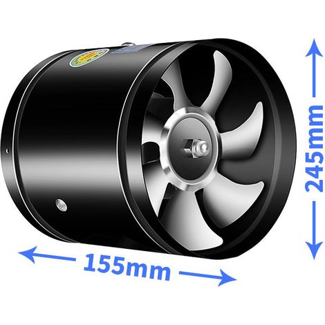 Ventilatore di scarico per condotti, ventilatore di ventilazione per condotti in metallo, mini ventilatore di scarico, bagno, WC, ventilatore a parete, ventilatore per condotti, 10 pollici