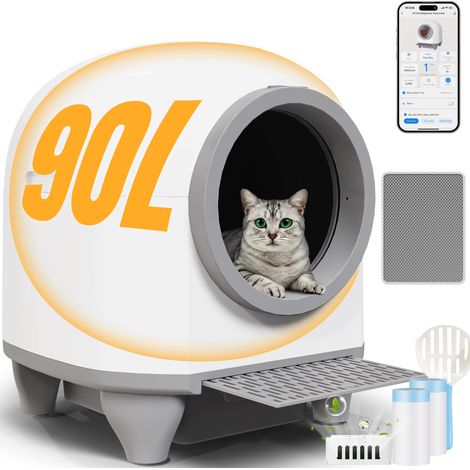 Devoko Litière auto-nettoyante pour chat,Bac à Litière Autonettoyante,élimination des Odeurs,Contrôle APP,Litière Autonettoyante avec Tapis de Litière pour 1.5-10 kg Chat