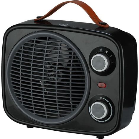 Calefactor eléctrico 2000W Calefactor diseño vintage TV calefactor de bajo consumo Termoventilador retro en verde y negro Negro Negro (1/2)