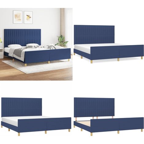 Bettgestell ohne Matratze Blau 180x200 cm Stoff - Bettsofa - Boxspringbetten - Lattenrost - Doppelbett - Einzelbett - Home & Living (1/5)