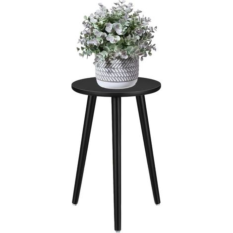 Support pour plantes d'intérieur - Table en bois pour pots de fleurs, décoration intérieure moderne, 42 x 28 cm (noir) (1/5)