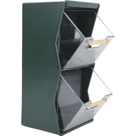 Boîte de rangement pour sachets de thé, compartiments séparés, grande ouverture, organisateur élégant pour dosettes, café et sachets de thé, vert (1/5)