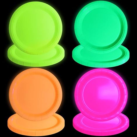 Glow in the Dark Plates Neon Party Paper Plates Party Supplies (1/5)
