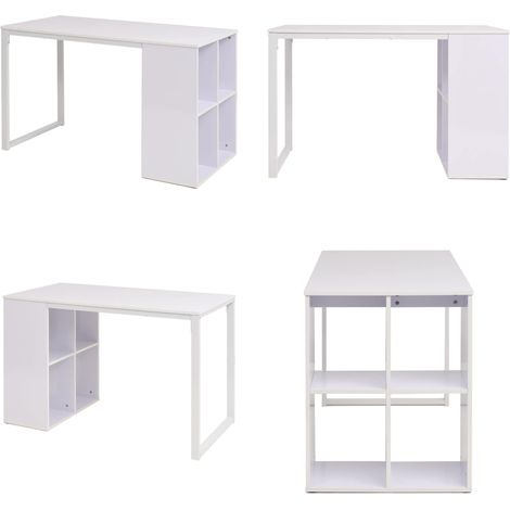 Table d'écriture 120x60x75 cm Blanc - Bureau - Meuble De Bureau - Table D'écriture - Espace De Travail - Rangement - Home & Living (1/5)